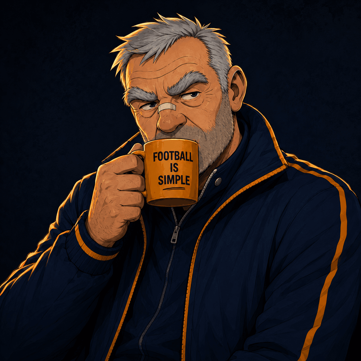 The Gaffer waiting with a mug of tea while things load